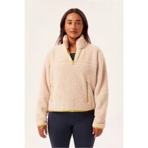 Girlfriend Collective Cream Sherpa Quarter-Zip Pullover Large